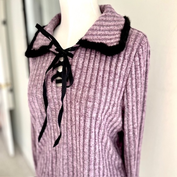 Cider Terry Collar Solid Bowknot Sweatshirt NWT - Picture 7 of 9